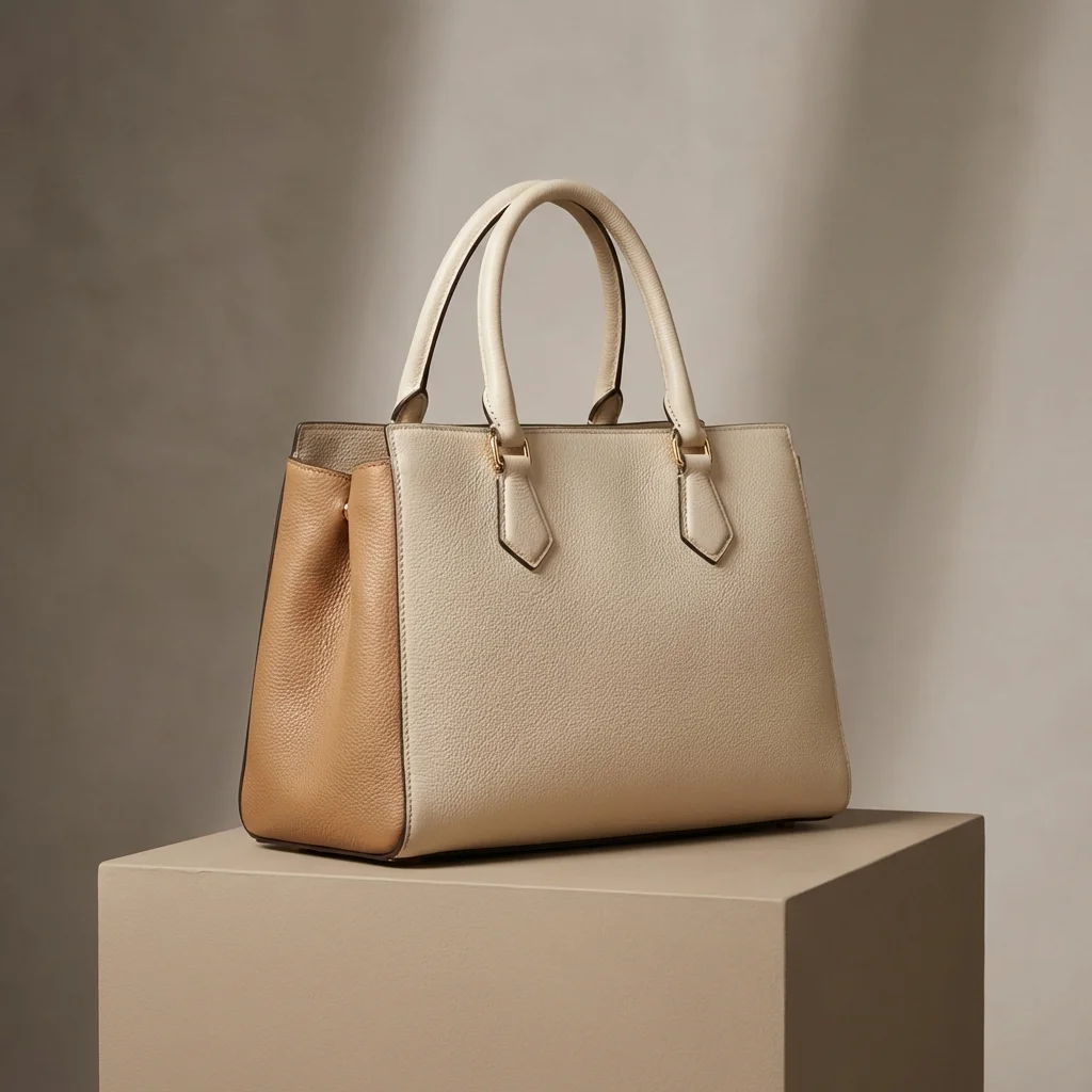 Sac cabas en cuir crème