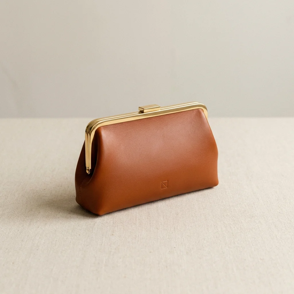 Pochette en cuir cognac